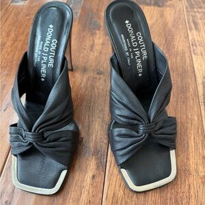 Donald J. Pliner Black “Den” Leather Heeled Sandals